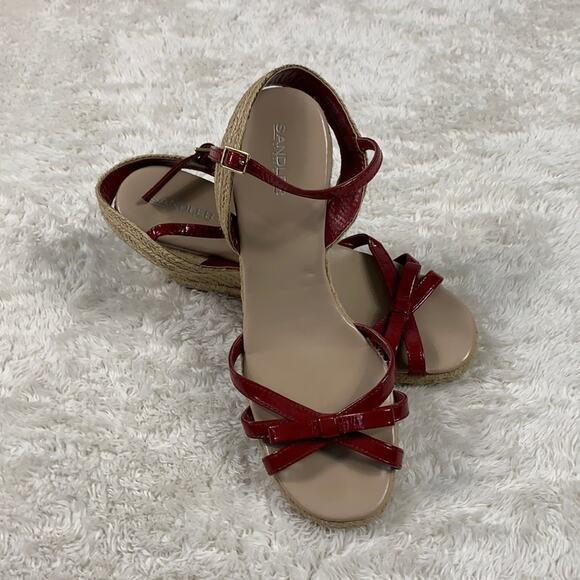 Sandler of Boston Amherst ankle strap espadrille red wedge sandal, 7.5 - Picture 1 of 7